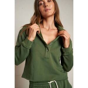 NEW PERFECTWHITETEE vinny fleeced collared sweatshirt in green